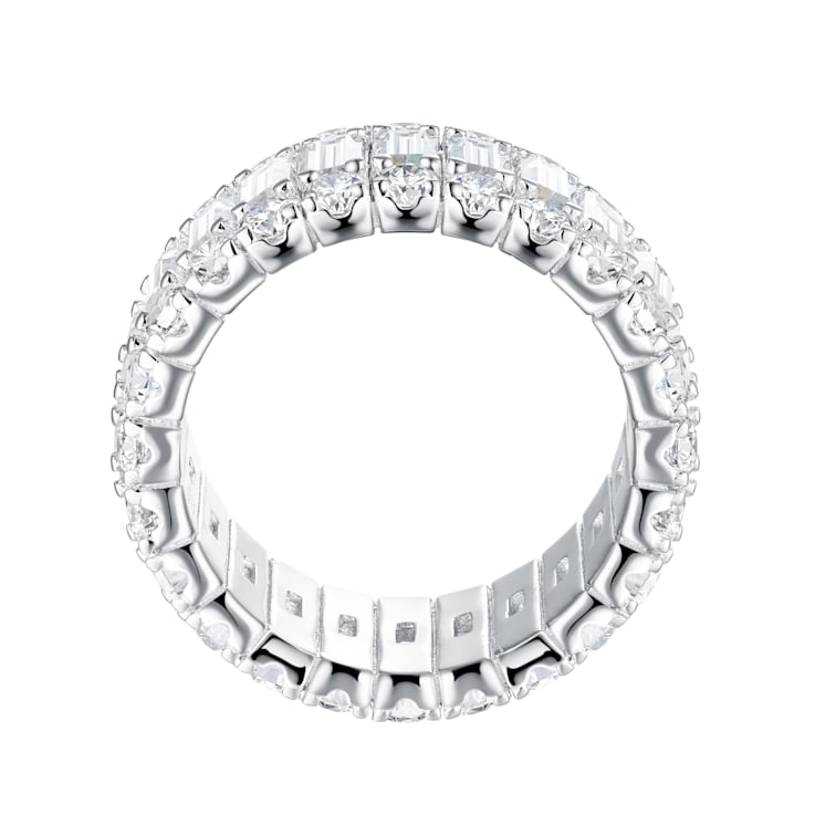 14.40 cttw Baguette-Cut Cubic Zirconia Eternity Band Ring, Sterling Silver