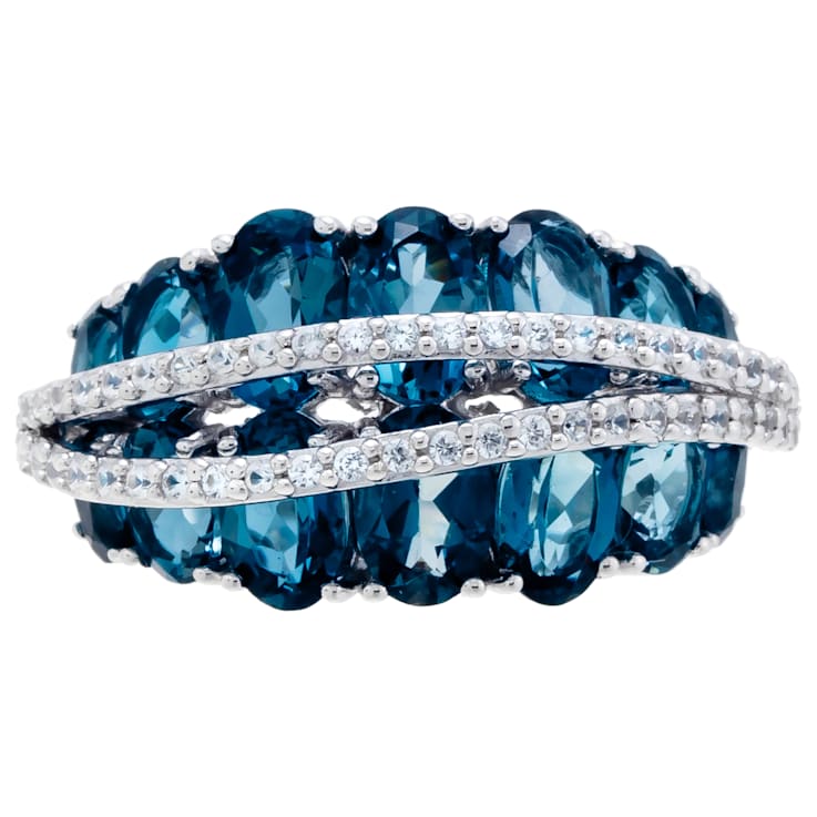 6.25 cttw Blue Topaz Gemstone Band Ring, Sterling Silver