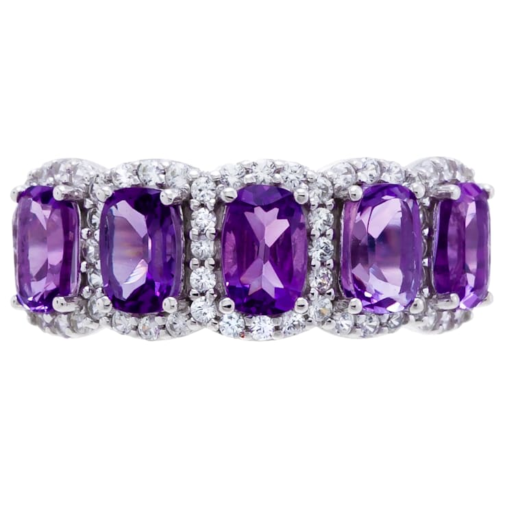 2.55 cttw Amethyst Gemstone Band Ring, Sterling Silver