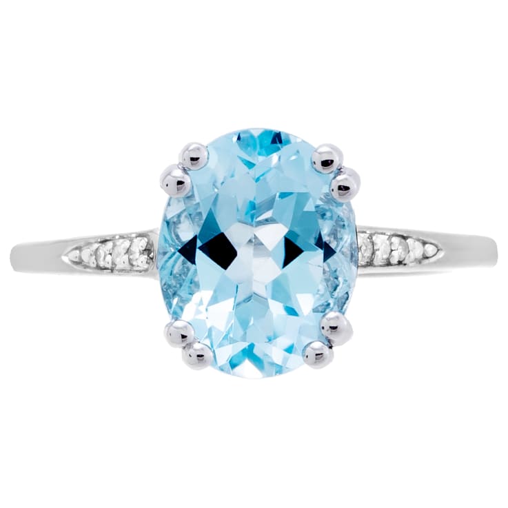 3.43 cttw Sky Blue Topaz Gemstone Engagement Ring, Sterling Silver
