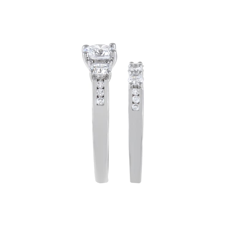 2.21 cttw Round-Cut Cubic-Zirconia 2-Peice Bridal Ring Set, Sterling Silver