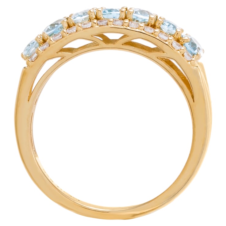 2.05 cttw Aquamarine Gemstone Band Ring, 14k Gold Plated on Sterling Silver