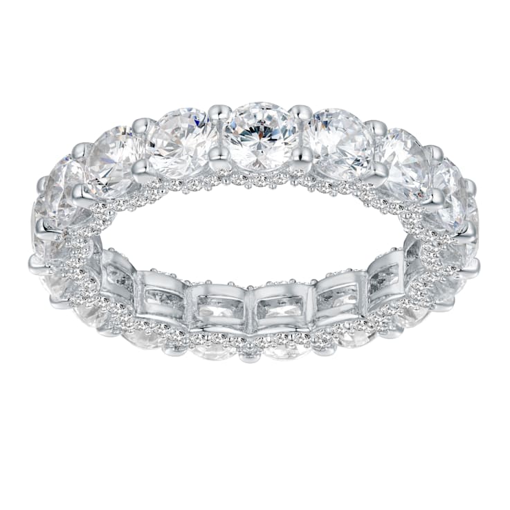5.57 cttw Round Cut Cubic Zirconia Eternity Wedding Band Ring Sterling Silver