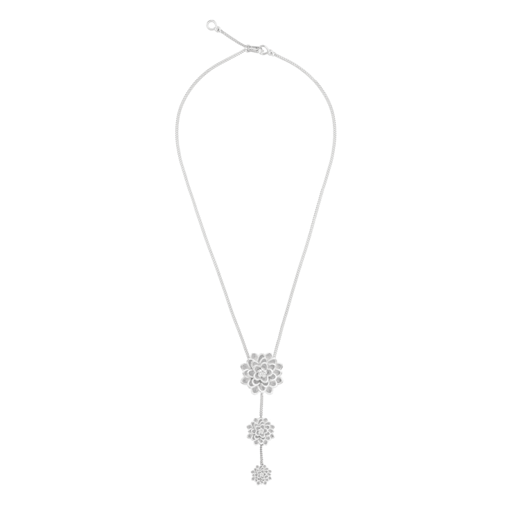 TANE Sterling Silver Dalia Three Flower Necklace