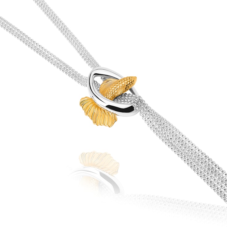 TANE Fish Sterling Silver and 23 Karat Yellow Gold Vermeil Necklace