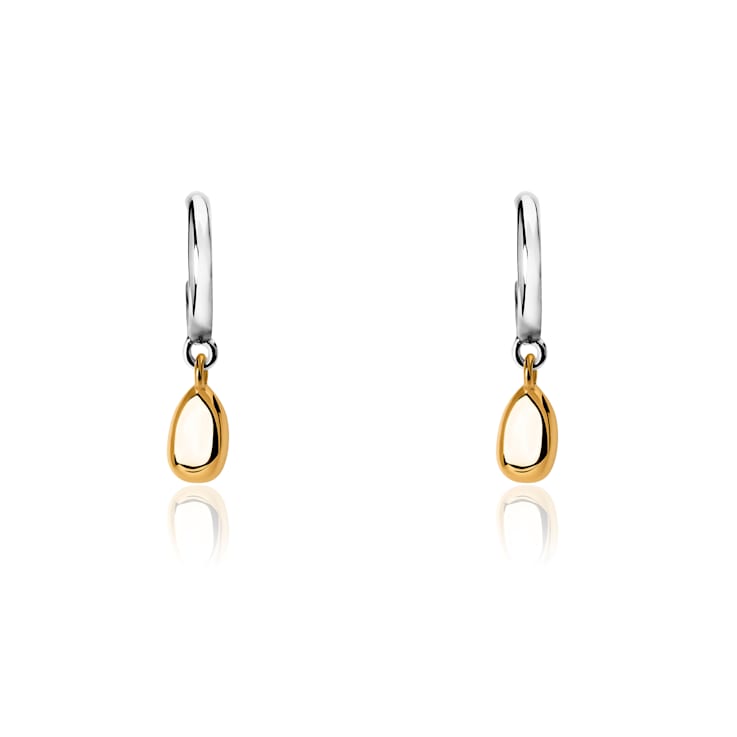 Alma Sterling Silver and 23 Karat Yellow Gold Pendant Earrings