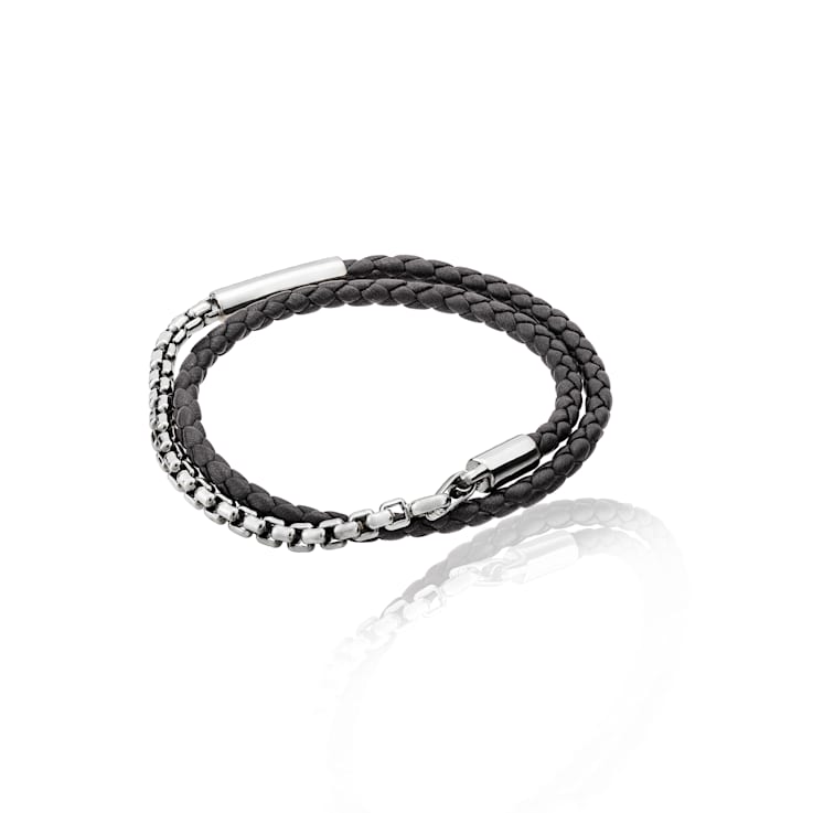 TANE Comet Gray Leather & Sterling Silver Bracelet