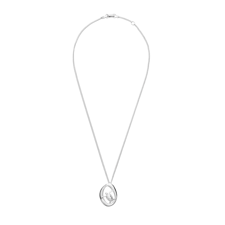TANE Turtle Small Sterling Silver Pendant with 17.5 Inch Chain