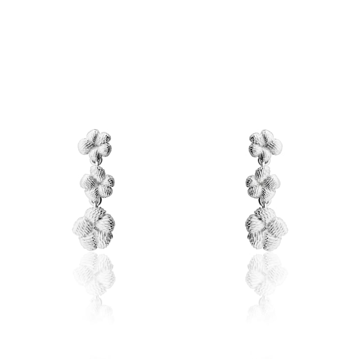 TANE Bordados Three Flowers Sterling Silver Earrings
