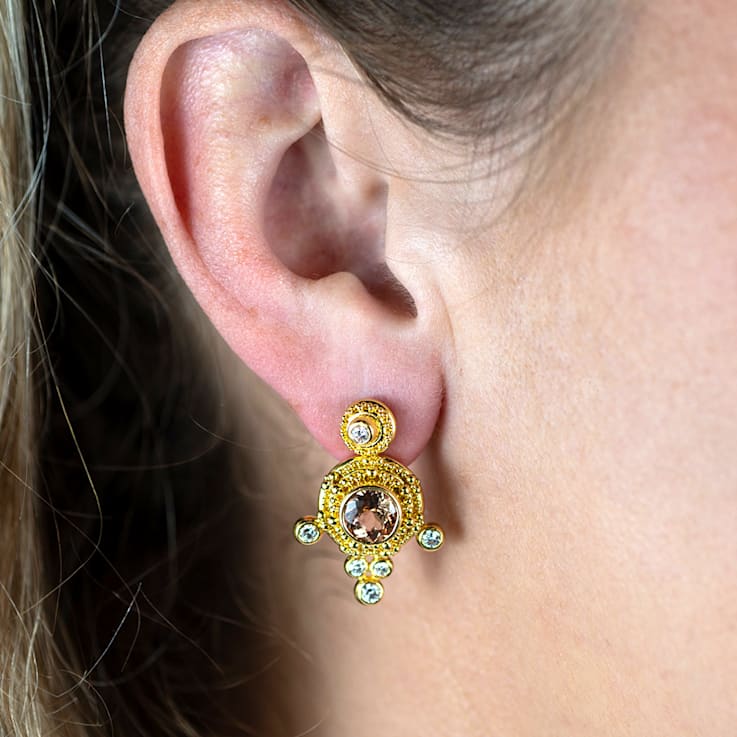 Classic Collection Earrings in 22kt & 18kt gold with Topaz and Diamonds