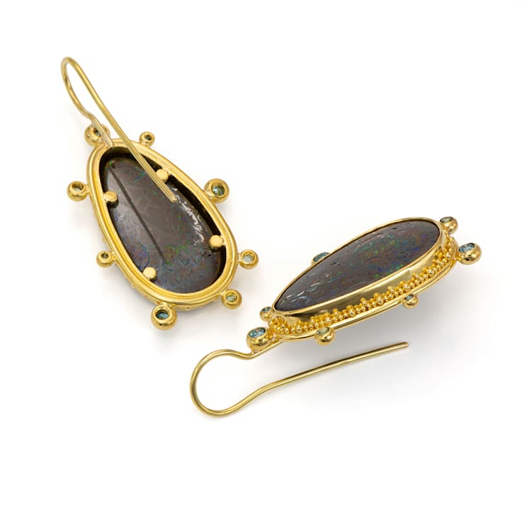 Classic Collection earrings in 22kt & 18kt gold set with Opals,
Tourmalines & Diamonds