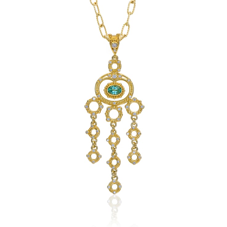 Classic Collection Pendant in 22kt & 18kt gold set with Mint Green
Tourmaline and Diamonds