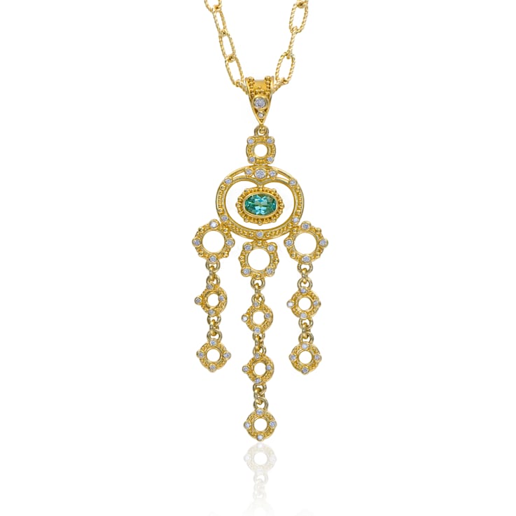 Classic Collection Pendant in 22kt & 18kt gold set with Mint Green
Tourmaline and Diamonds