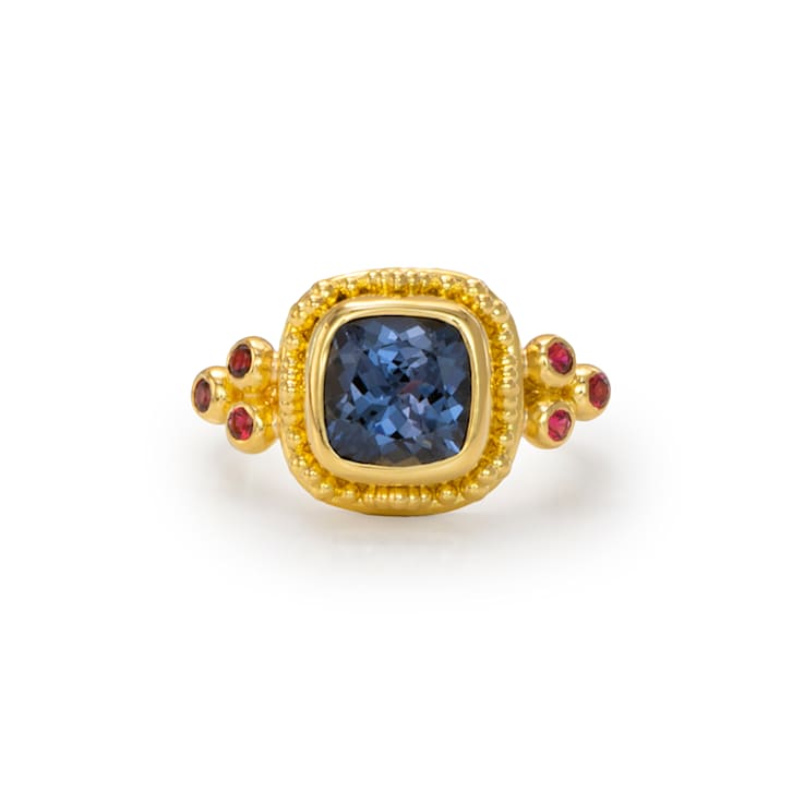 Classic Collection Ring in 22kt & 18kt gold set with Grey and Red Spinels