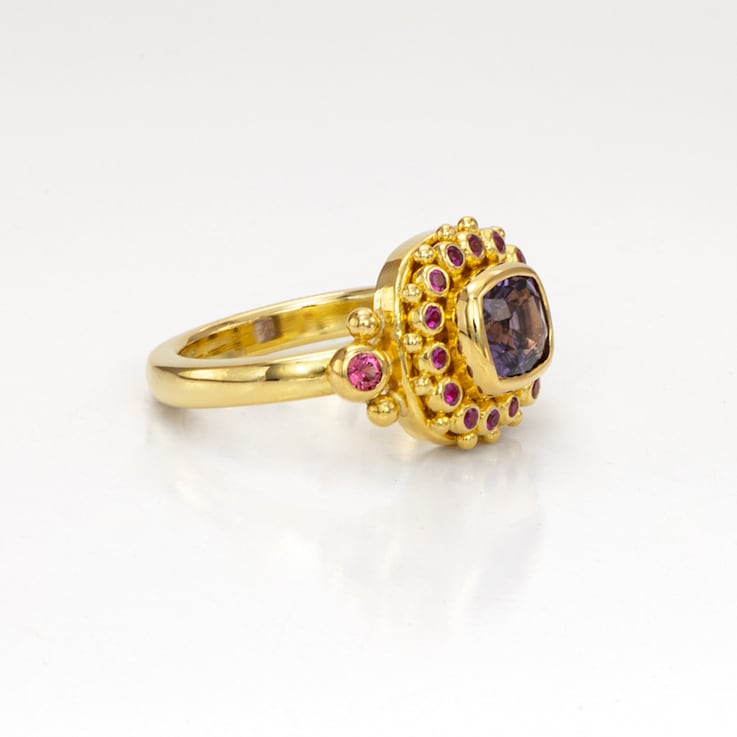 Classic Collection Ring in 22kt & 18kt gold set with Purple Spinel,
Sapphires and Pink Spinels