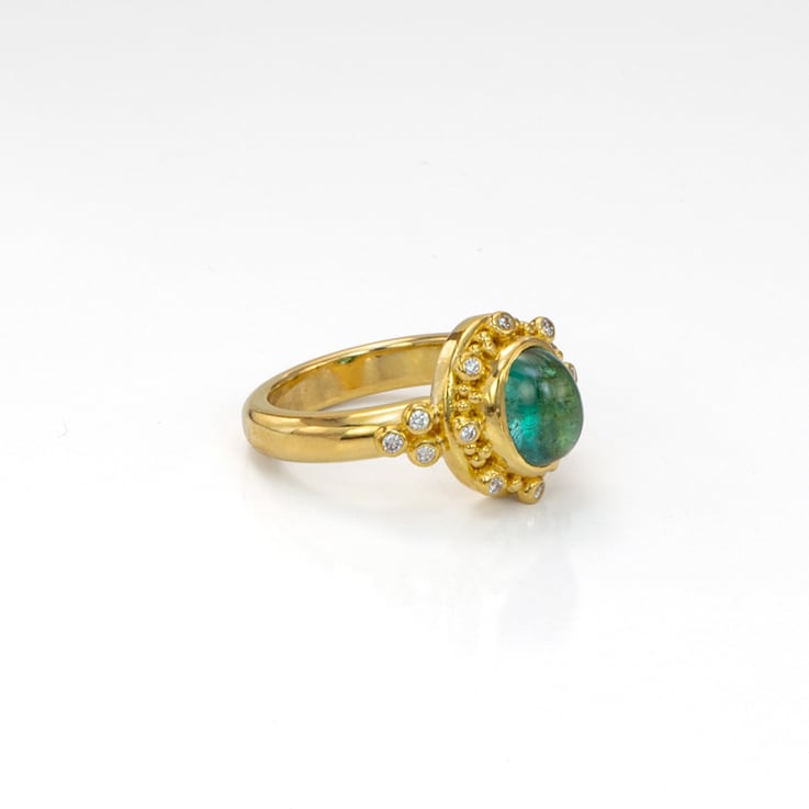 Classic Collection Ring in 22kt & 18kt gold set with Tourmaline and Diamonds