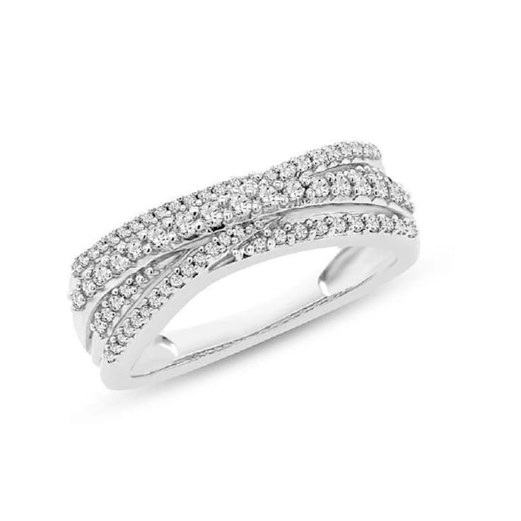 1/3 Carat Diamond Crossover Ring in Sterling Silver