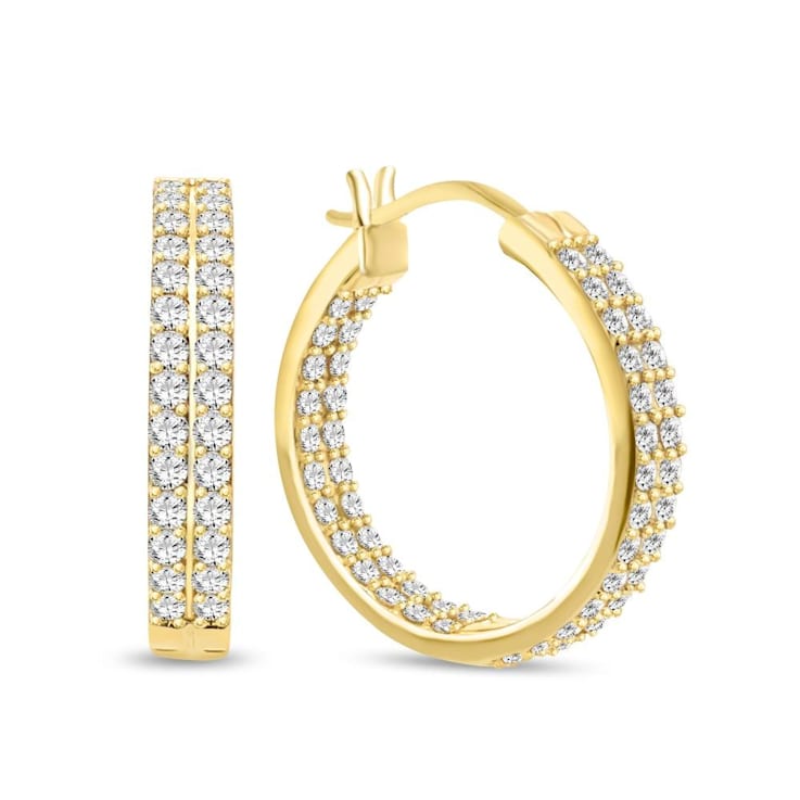 1.00 Carat Diamond Hoop Earrings in 10K Yellow Gold