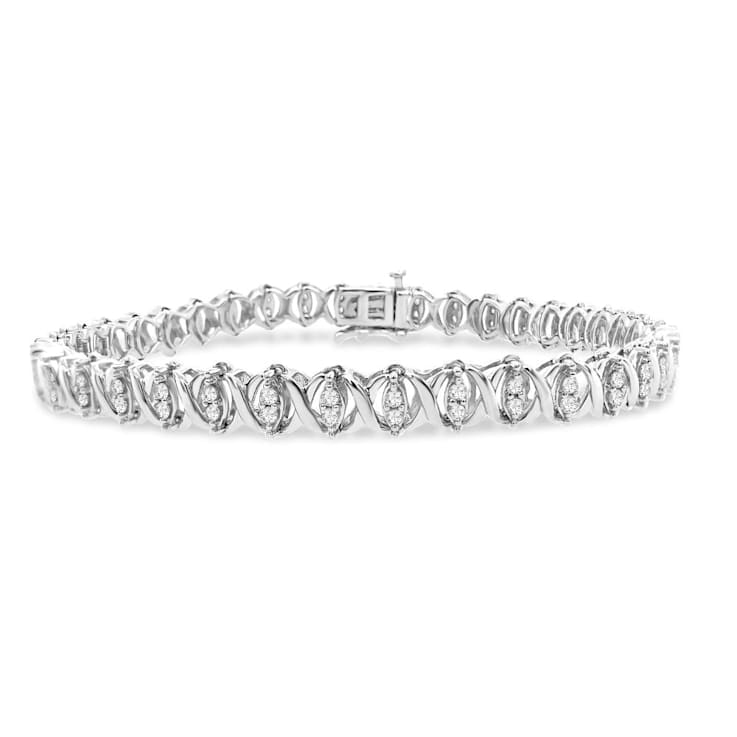 1.00 Carat X-Link Diamond Tennis Bracelet in Sterling Silver - 7.5"<br />