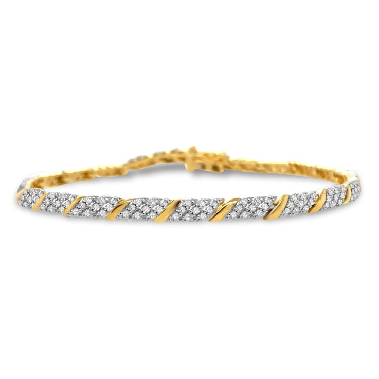 1.00 Carat Diamond Bracelet in 14K Yellow Gold-Plated Sterling Silver - 7.5"