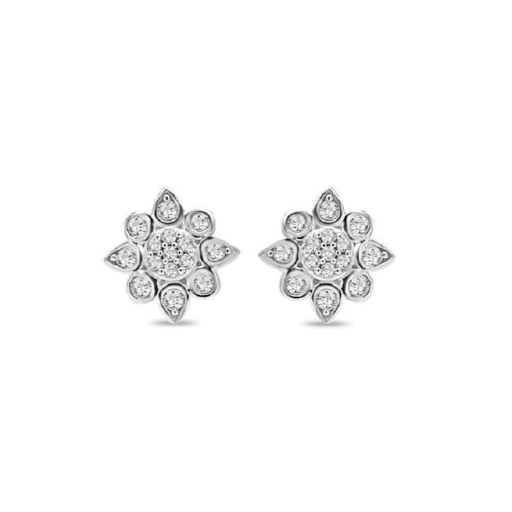 1/6 Carat Diamond Stud Earrings in Sterling Silver
