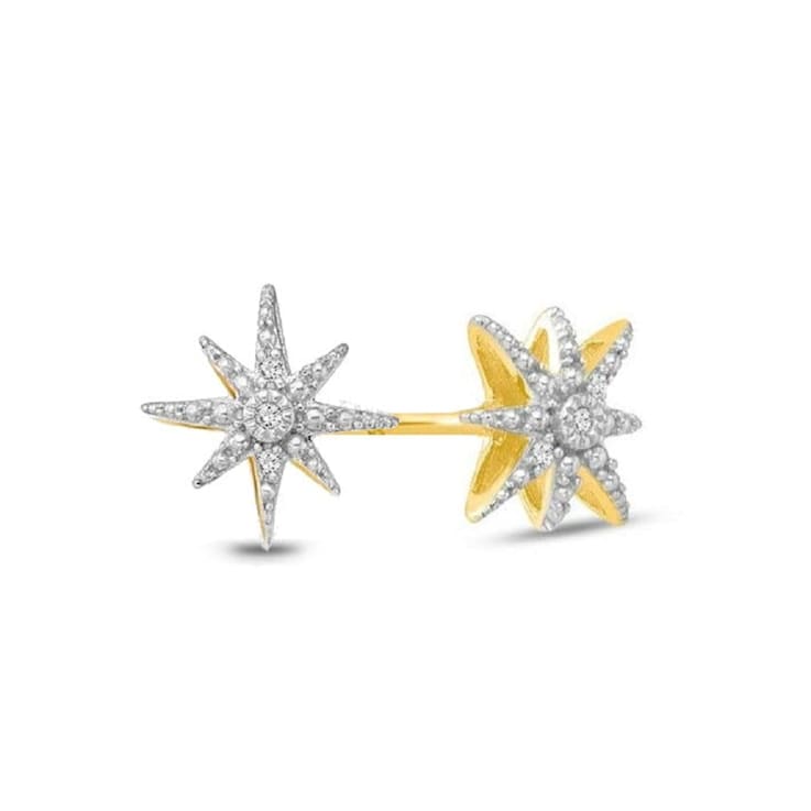 Diamond Star Earrings in 14K Yellow Gold/Sterling Silver<br />