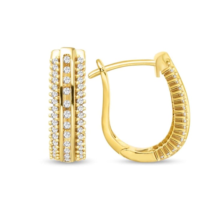 0.40 Carat Diamond Hoop Earrings in Yellow Gold-Plated Sterling Silver
