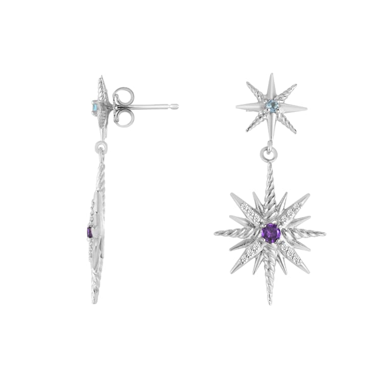 Constellation Cable Drop Gemstone& Diamond Earrings