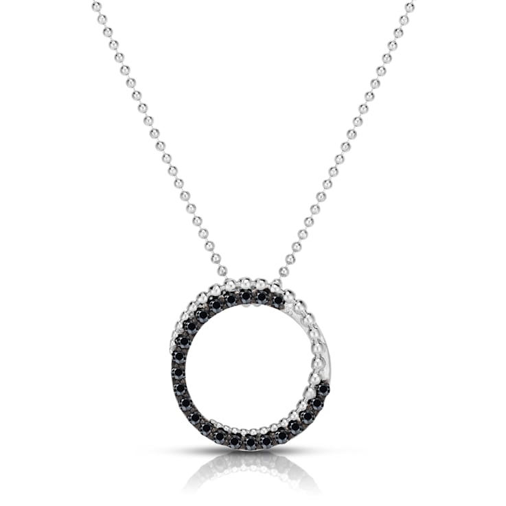 Sterling Silver Black Sapphire Circle Necklace