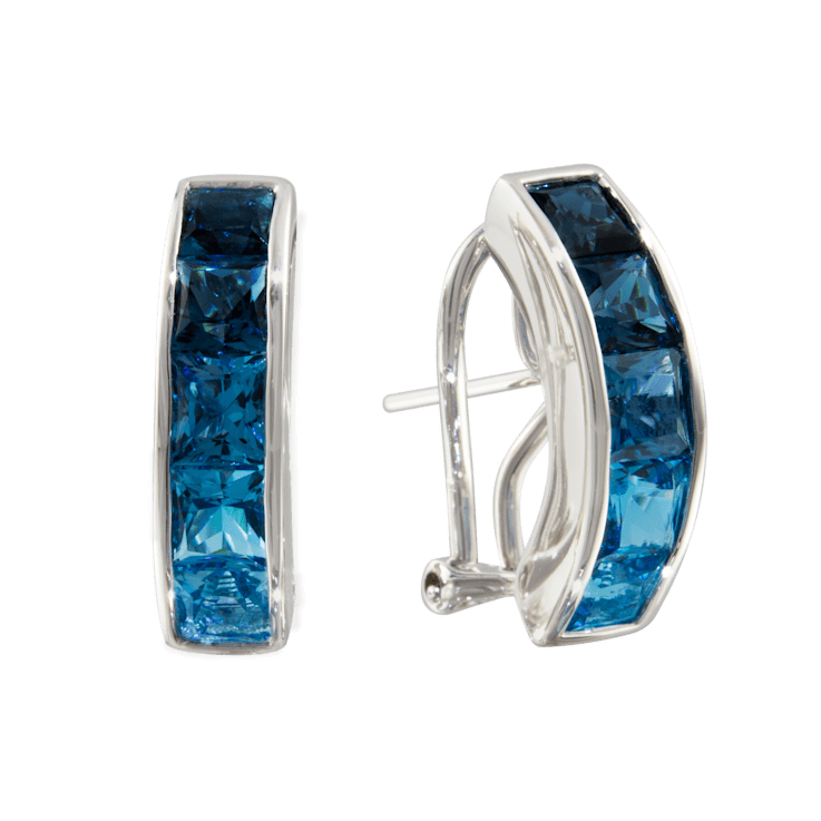 BELLARRI 14kt White Gold Swiss Blue and London Blue Topaz Earrings from
the Eternal Love Collection
