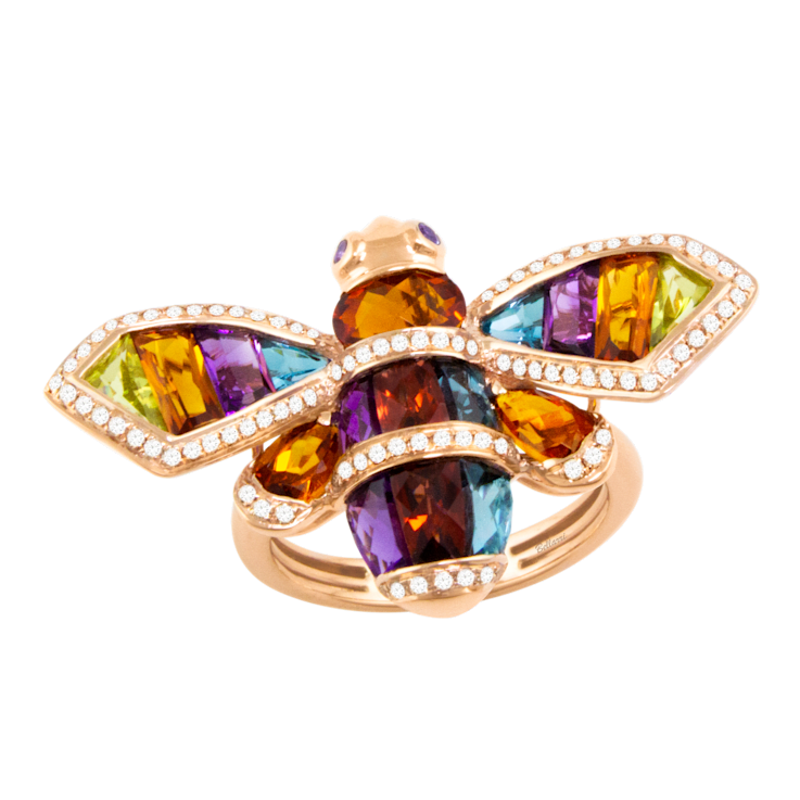 BELLARRI 14kt Rose Gold Multi Color Gemstone Ring from the Queen Bee Collection