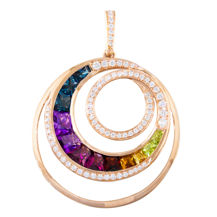 BELLARRI 14kt Rose Gold Multi Color Gemstone Enhancer from the Malibu –
Wave Collection