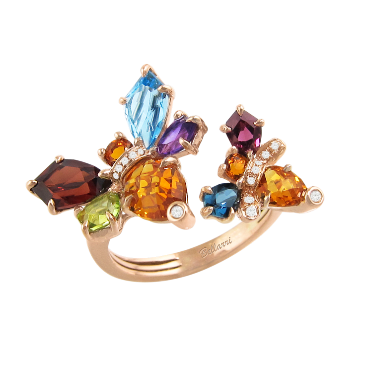 BELLARRI 14kt Rose Gold Multi Color Gemstone Ring from the Queen Bee Collection 1F451A