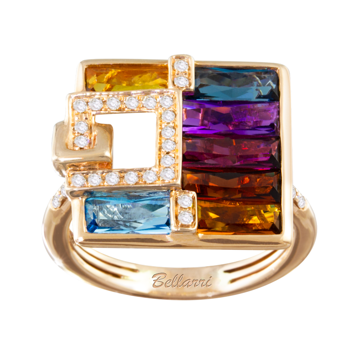 BELLARRI 14kt Rose Gold Multi Color Gemstone Ring from the Boulevard III Collection