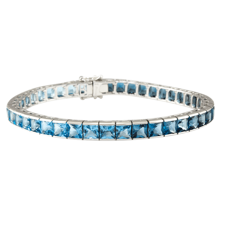 BELLARRI® 14kt White Gold Blue Topaz Gemstone Bracelet from the Eternal
Love Collection.
