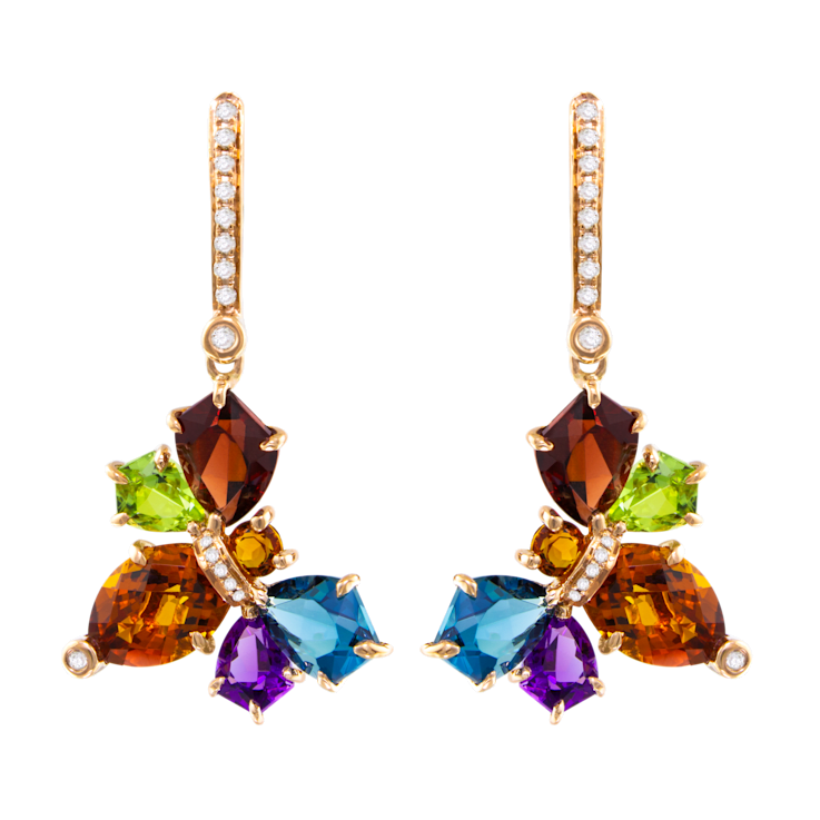 BELLARRI 14kt Rose Gold Multi Color Gemstone Earrings from the Queen Bee Collection