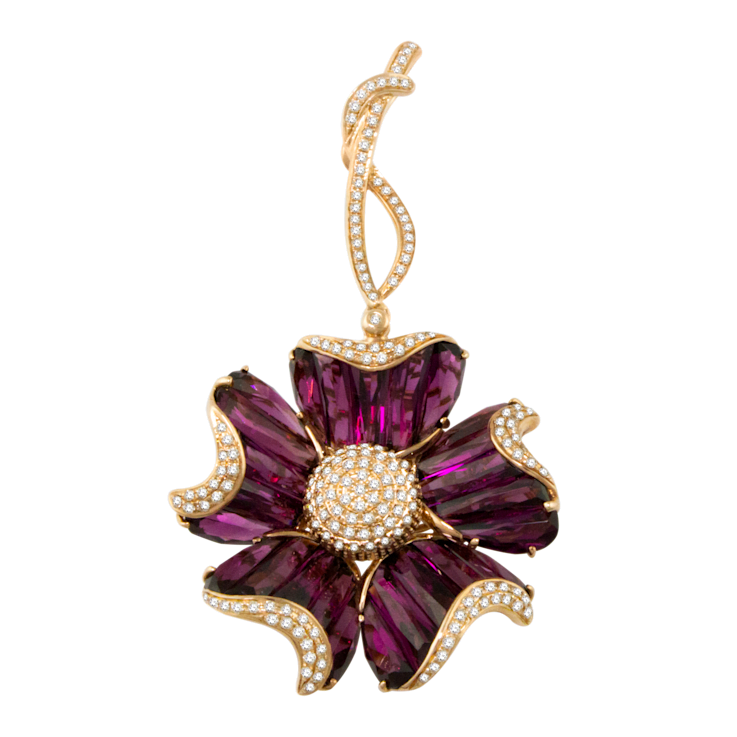 BELLARRI 14kt Rose Gold Rhodolite Gemstone Enhancer from the
Mademoiselle Collection