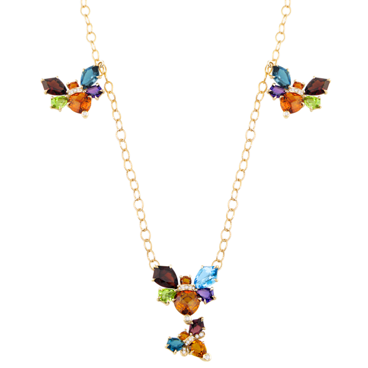 Spectacular 14K Multi-Gemstone Necklace - Ruby Lane