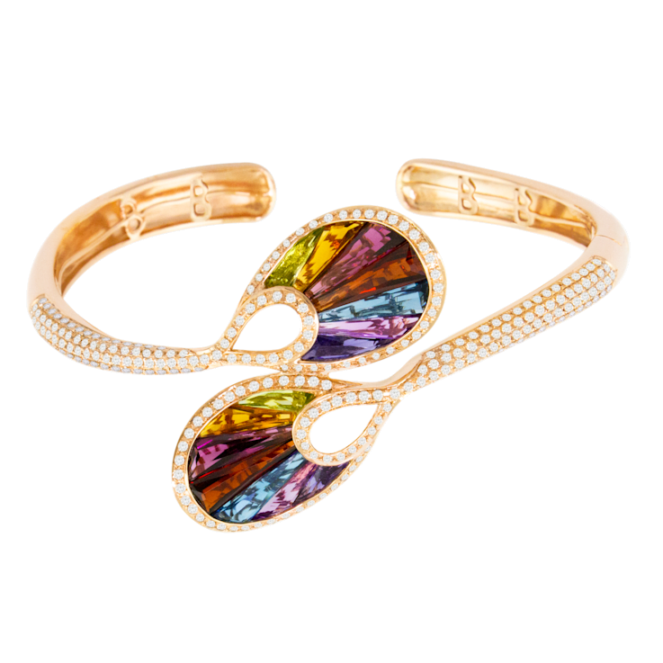 BELLARRI 14kt Rose Gold Multi Color Gemstone Bangle from the La Bouquet Collection