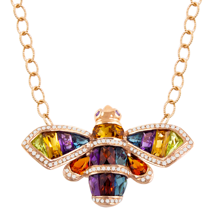 BELLARRI 14kt Rose Gold Multi Color Gemstone Necklace from the Queen Bee Collection 11T2HA