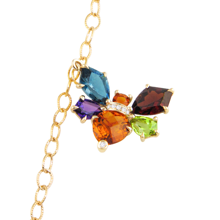 BELLARRI 14kt Rose Gold Multi Color Gemstone Necklace from the Queen Bee Collection