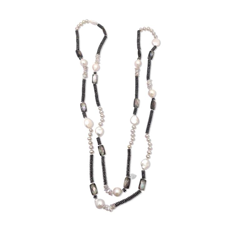 Stephen Dweck Hematite Baroque and Keshi Pearl Faceted Tahitian Mother
of Pearl Necklace