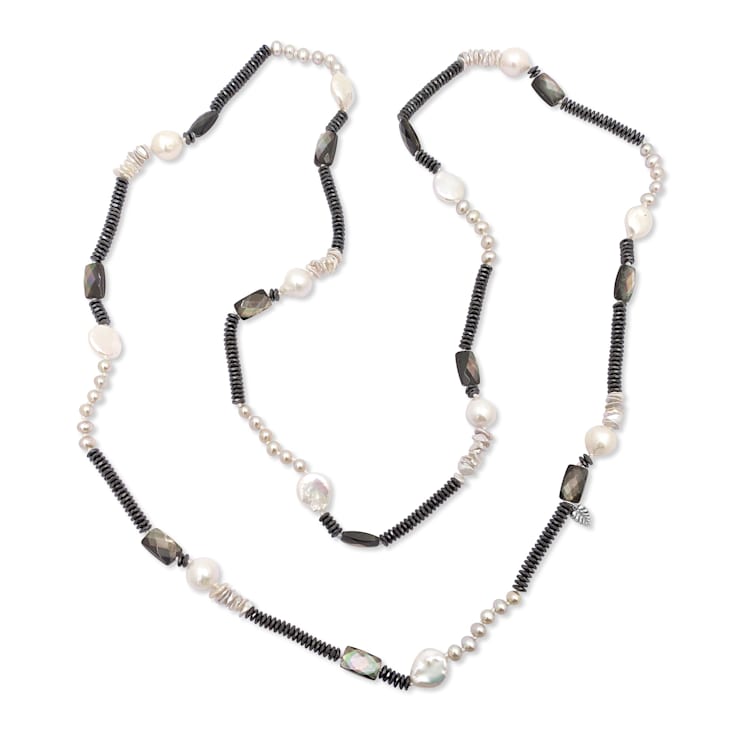 Stephen Dweck Hematite Baroque and Keshi Pearl Faceted Tahitian Mother
of Pearl Necklace