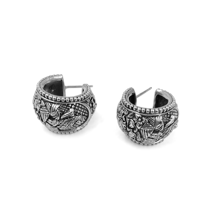 Stephen Dweck Engraved Kyoto Sterling Silver Earrings