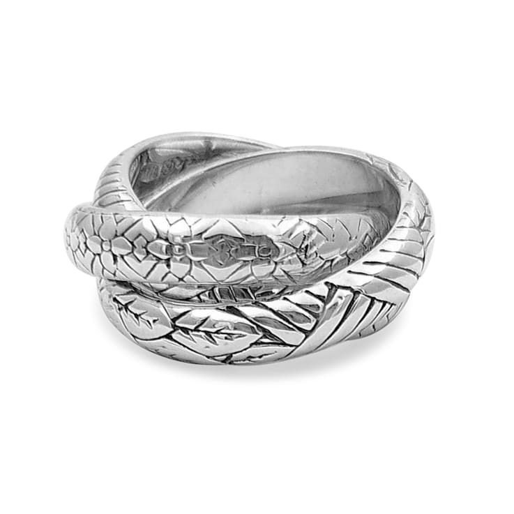 Stephen Dweck Sterling Silver Engraved Trio Band