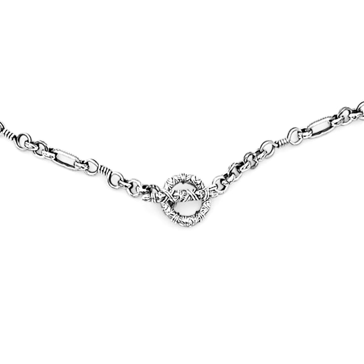 Stephen Dweck Sterling Silver White Baroque Pearl Single Strand
Necklace, Oval Chain Link