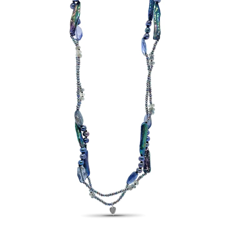 Stephen Dweck Pearl Blue Iolite and Labradorite Necklace in Sterling
Silver - 72 Inches