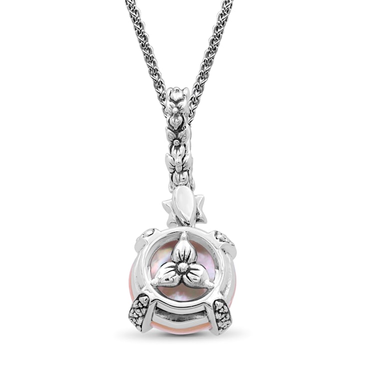 Stephen Dweck Sterling Silver 14mm Round Golden Pearl Pendant