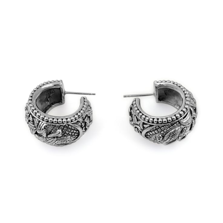 Stephen Dweck Engraved Kyoto Sterling Silver Earrings
