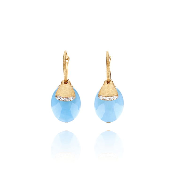 "Azure" 18kt Gold, diamonds and Aquamarine CILIEGINE earrings